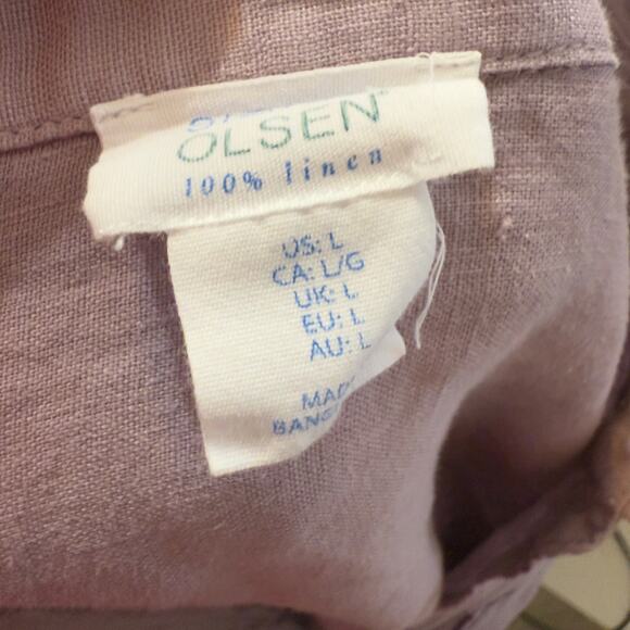 Sigrid Olsen Women's 100% Linen Lavender Button Up Tab Sleeve Blouse #3594 - Picture 8 of 9